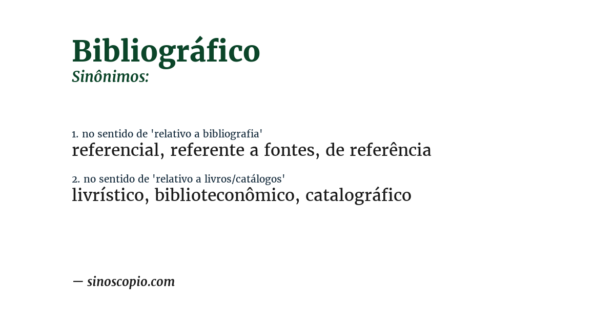 Sinônimo de bibliográfico