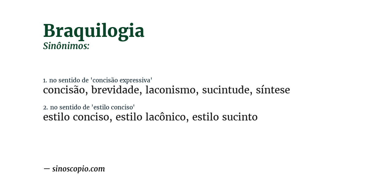 Sinônimo de braquilogia