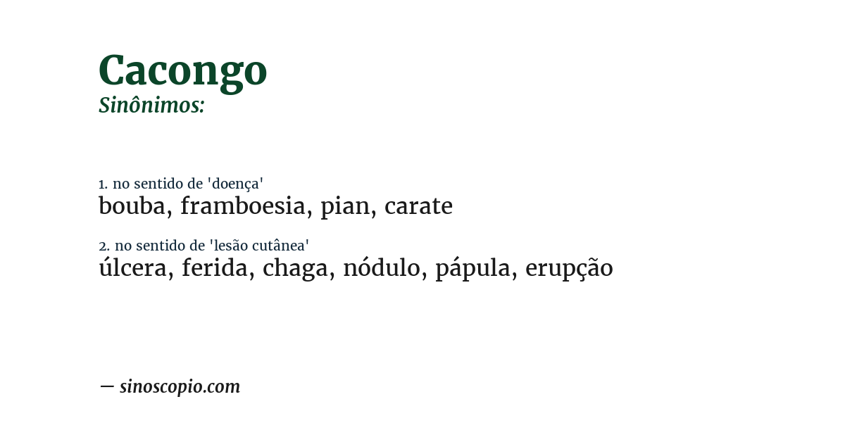 Sinônimo de cacongo