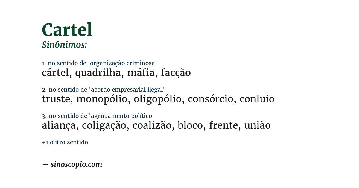 Sinônimo de cartel