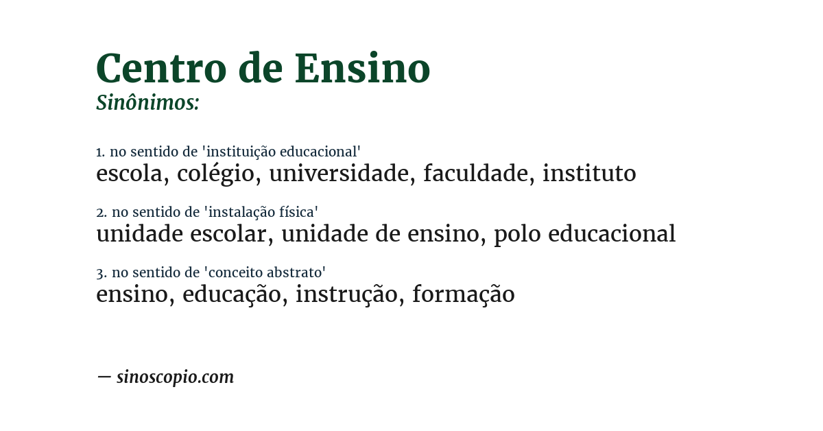 Sinônimo de centro de ensino