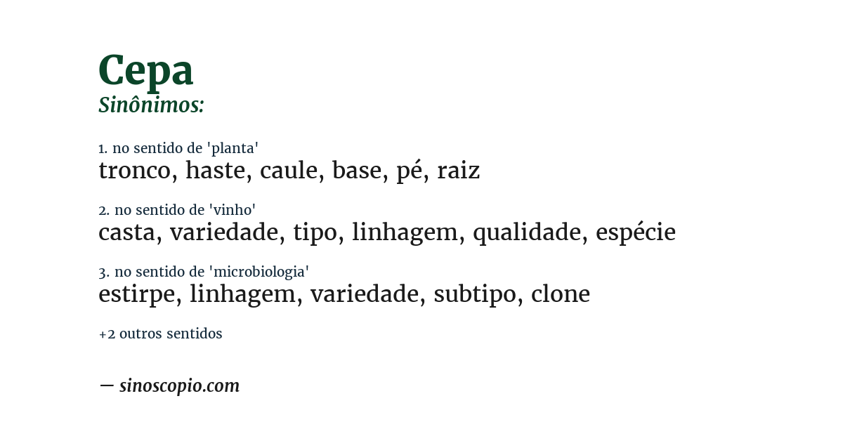 Sinônimo de cepa