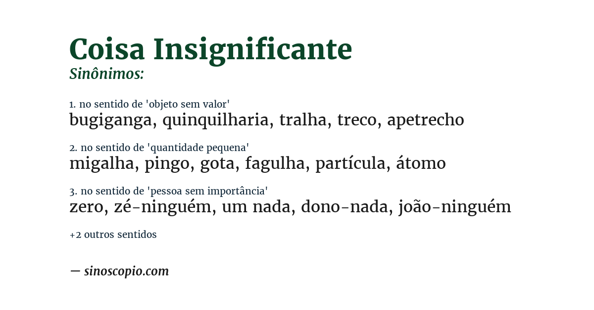 Sinônimo de coisa insignificante