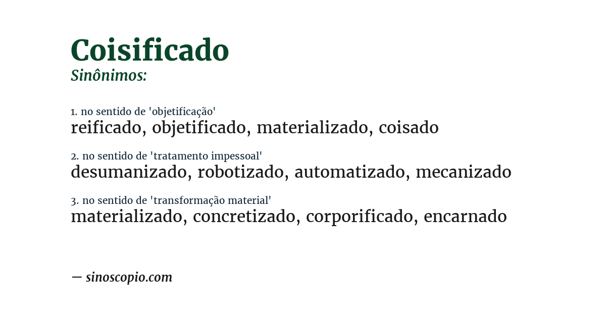 Sinônimo de coisificado