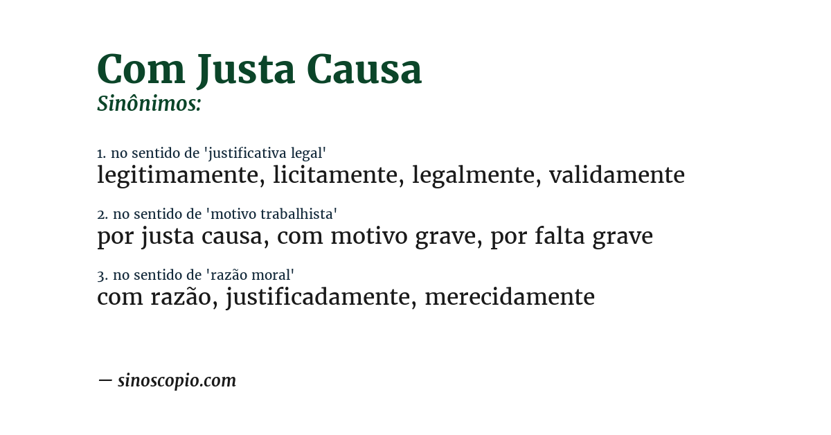 Sinônimo de com justa causa