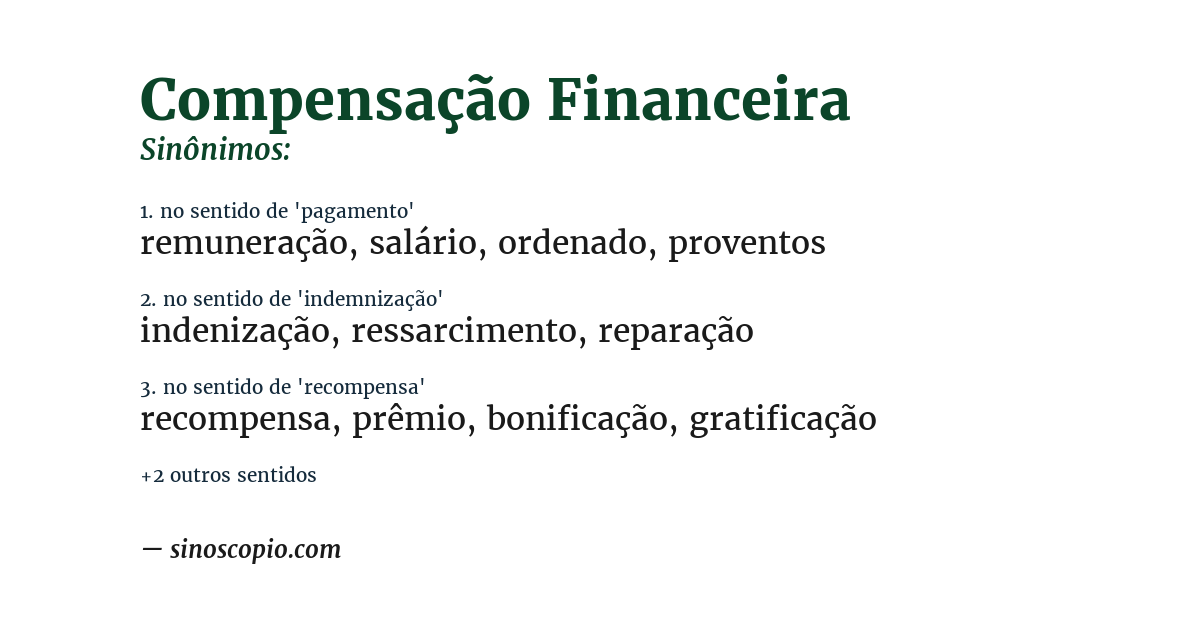Sinônimo de compensação financeira