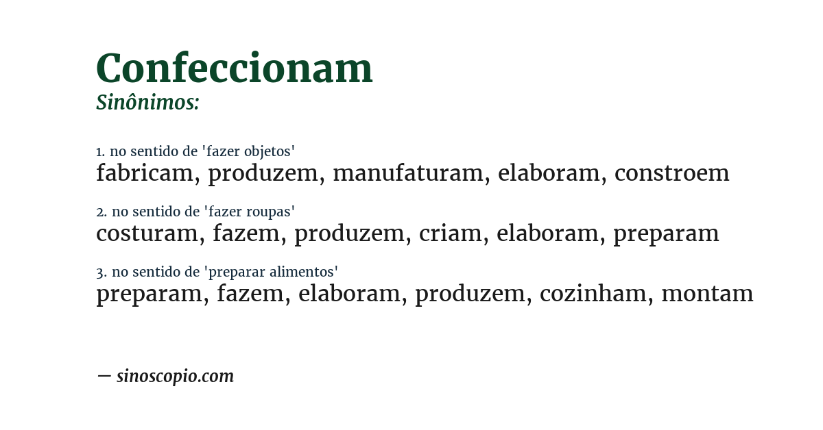 Sinônimo de confeccionam