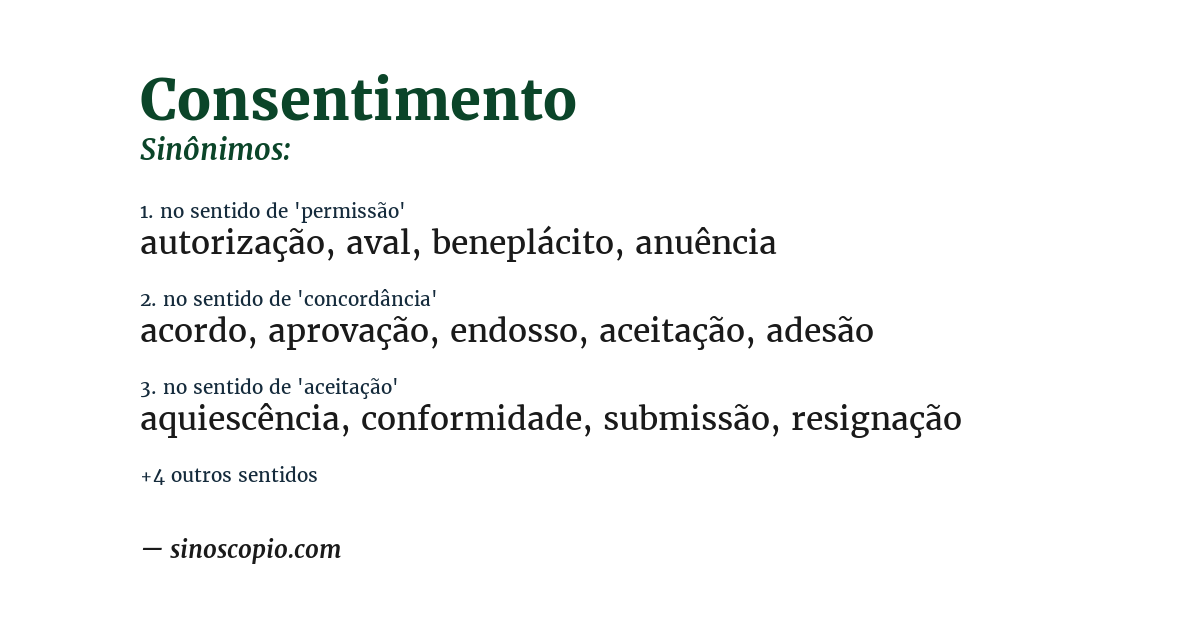 Sinônimo de consentimento