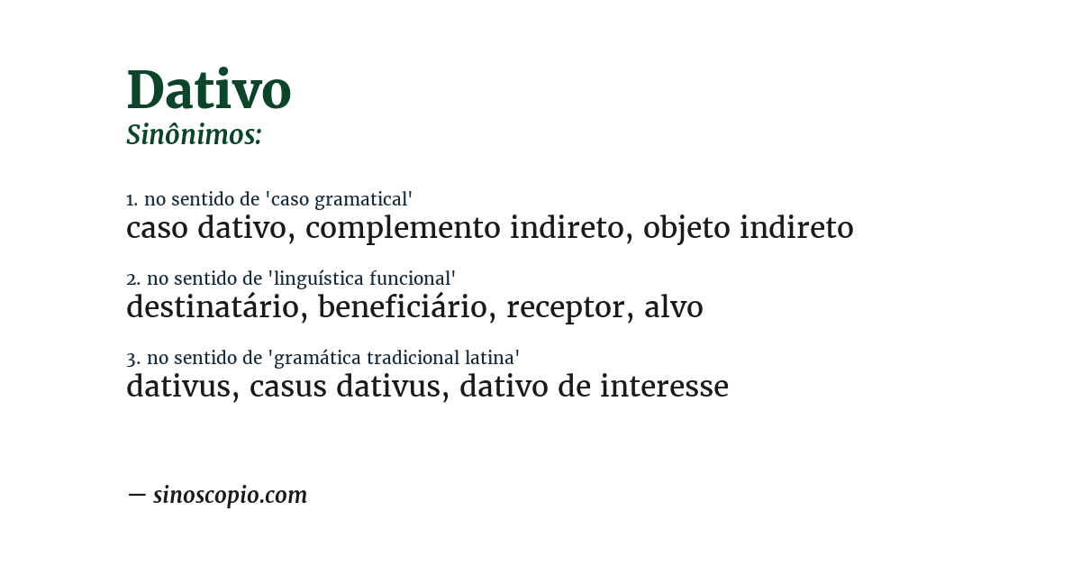 Sinônimo de dativo