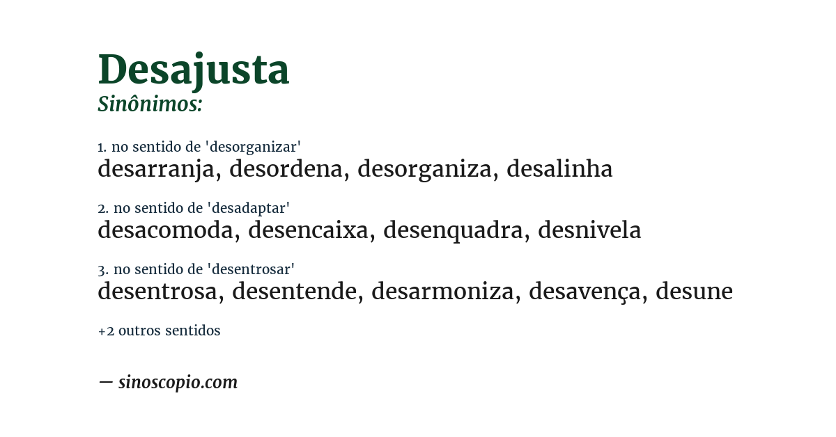 Sinônimo de desajusta