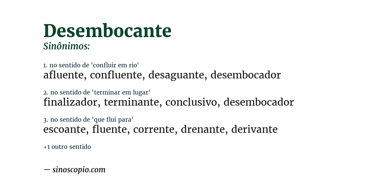 Sinônimo de desembocante