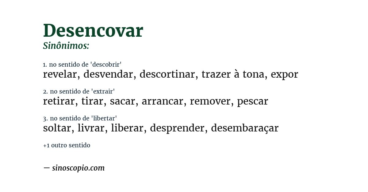 Sinônimo de desencovar