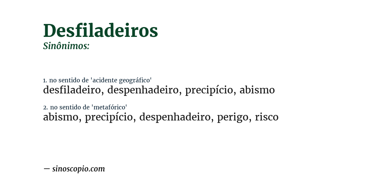 Sinônimo de desfiladeiros