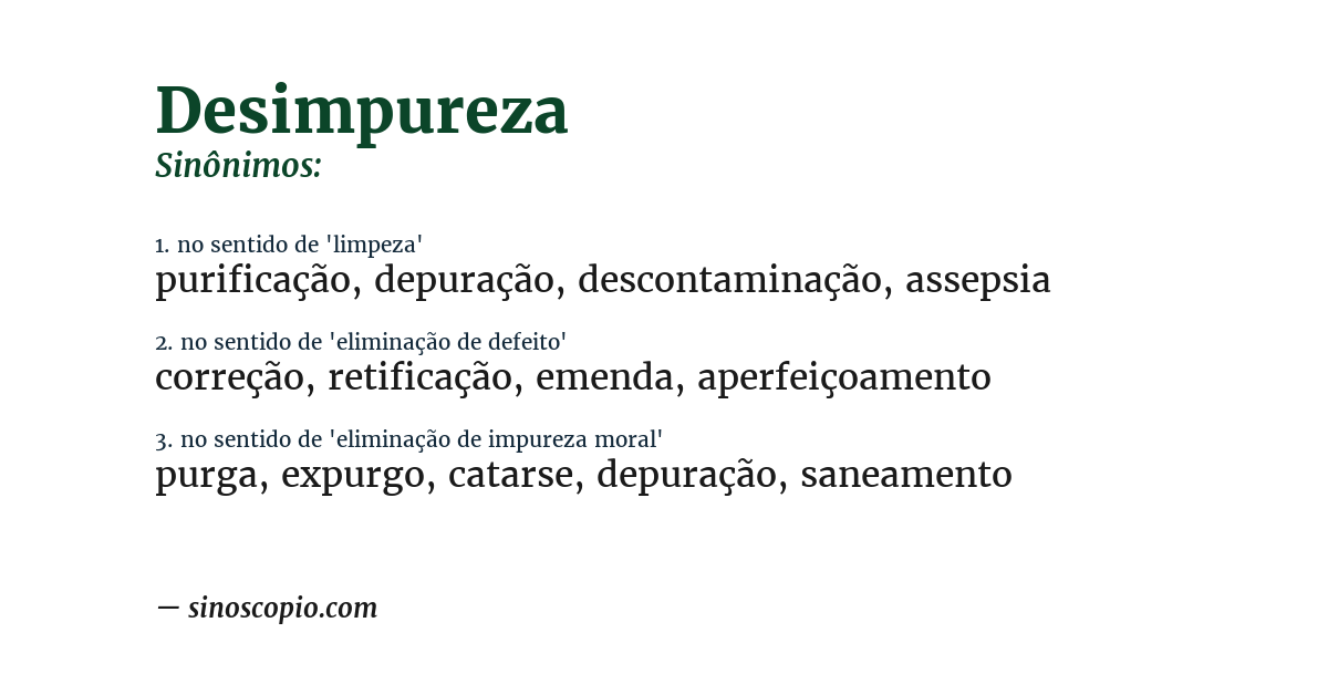 Sinônimo de desimpureza