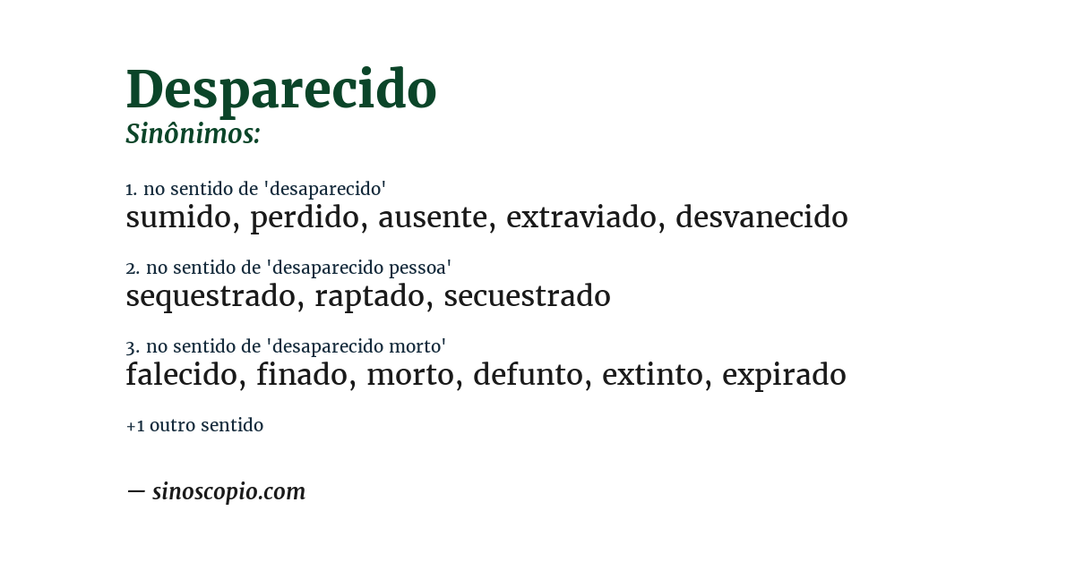 Sinônimo de desparecido