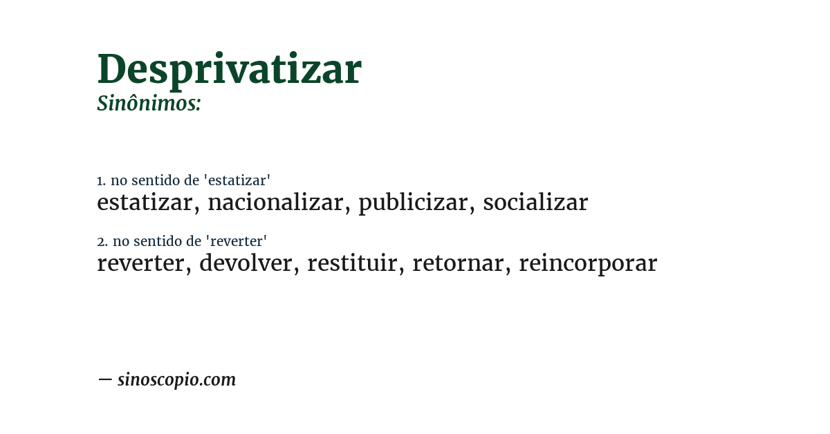 Sinônimo de desprivatizar
