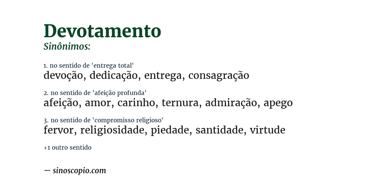 Sinônimo de devotamento