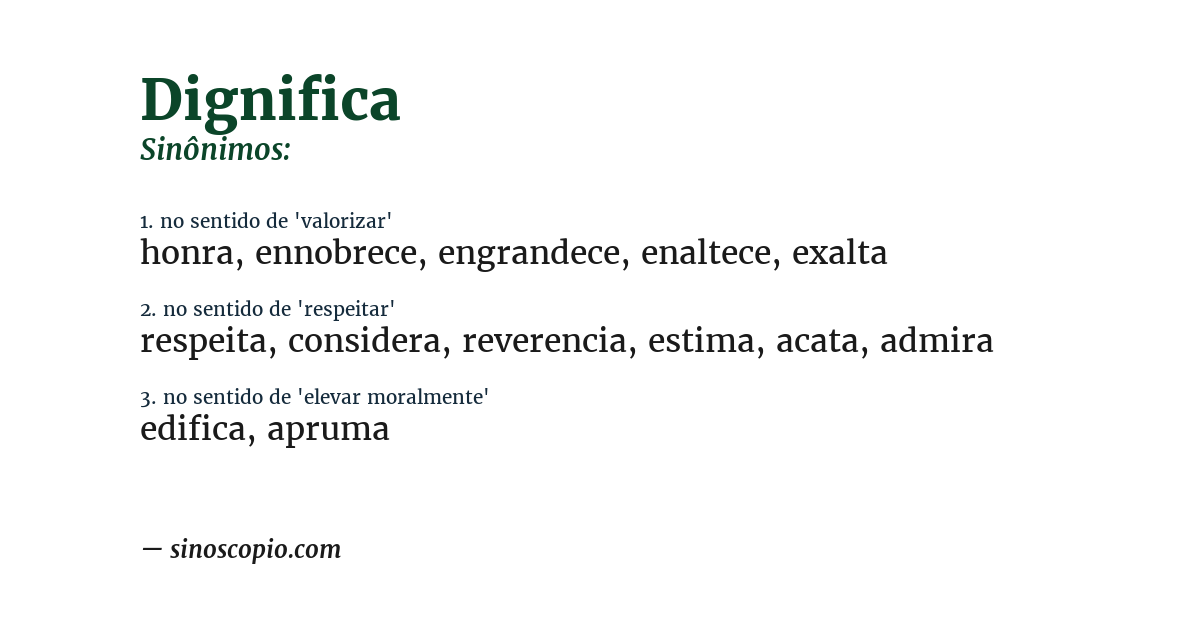 Sinônimo de dignifica