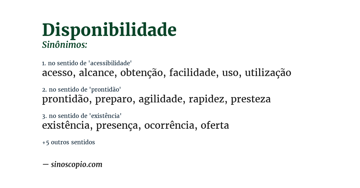 Sinônimo de disponibilidade