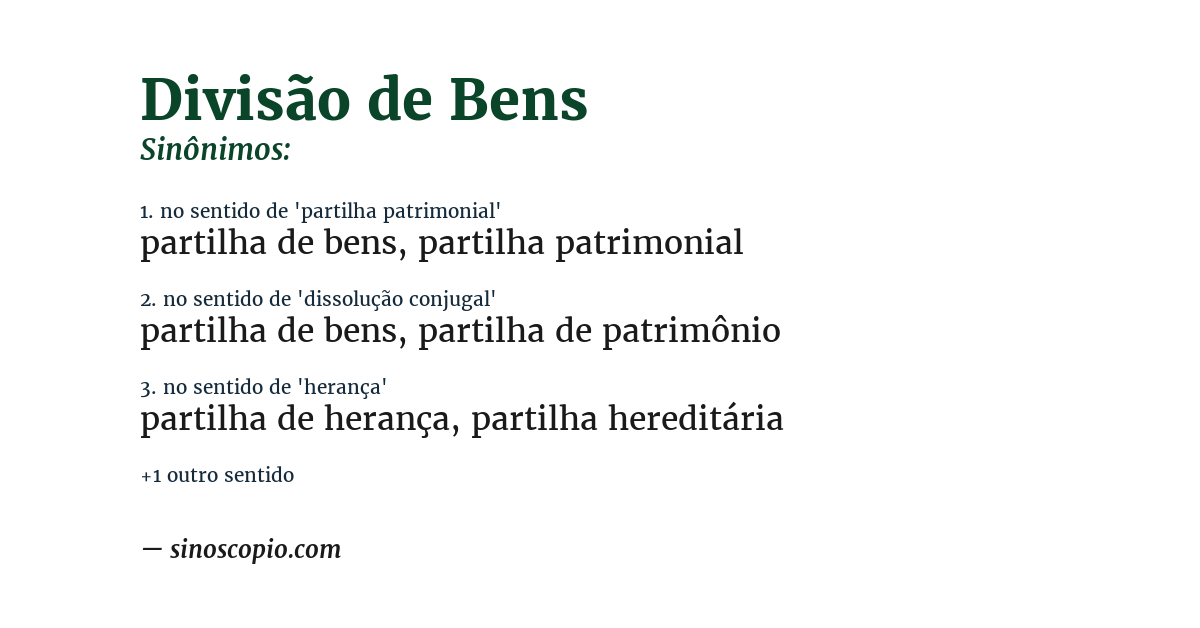 Sinônimo de divisão de bens