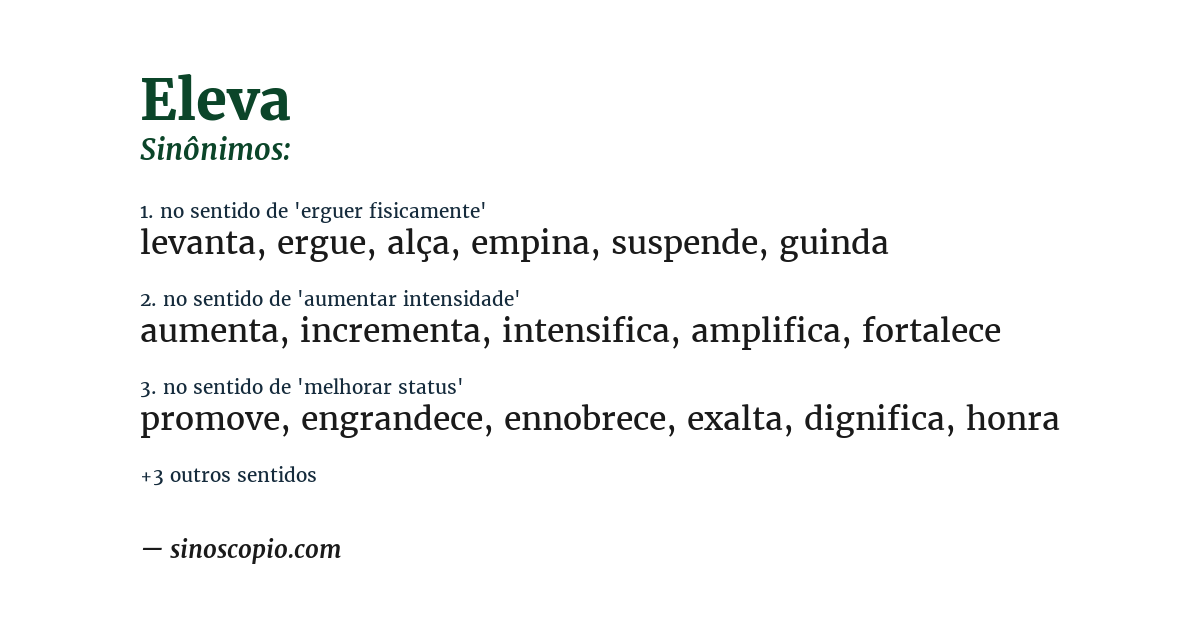 Sinônimo de eleva
