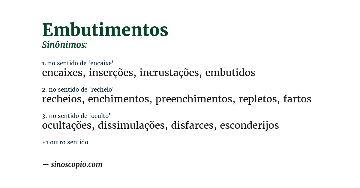 Sinônimo de embutimentos