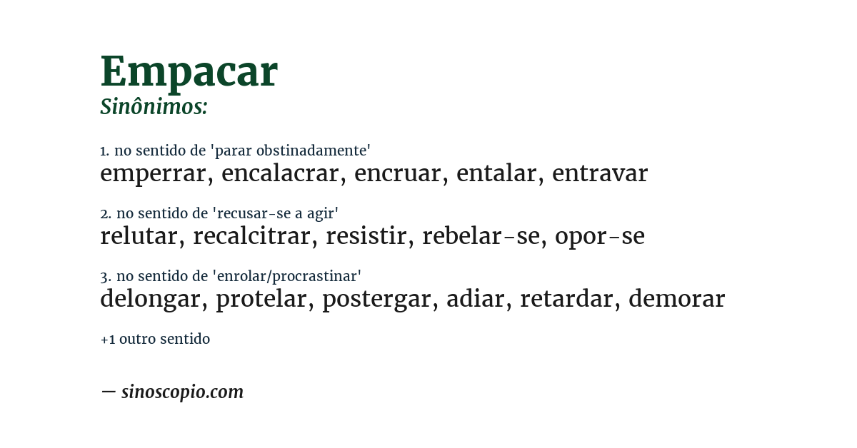 Sinônimo de empacar