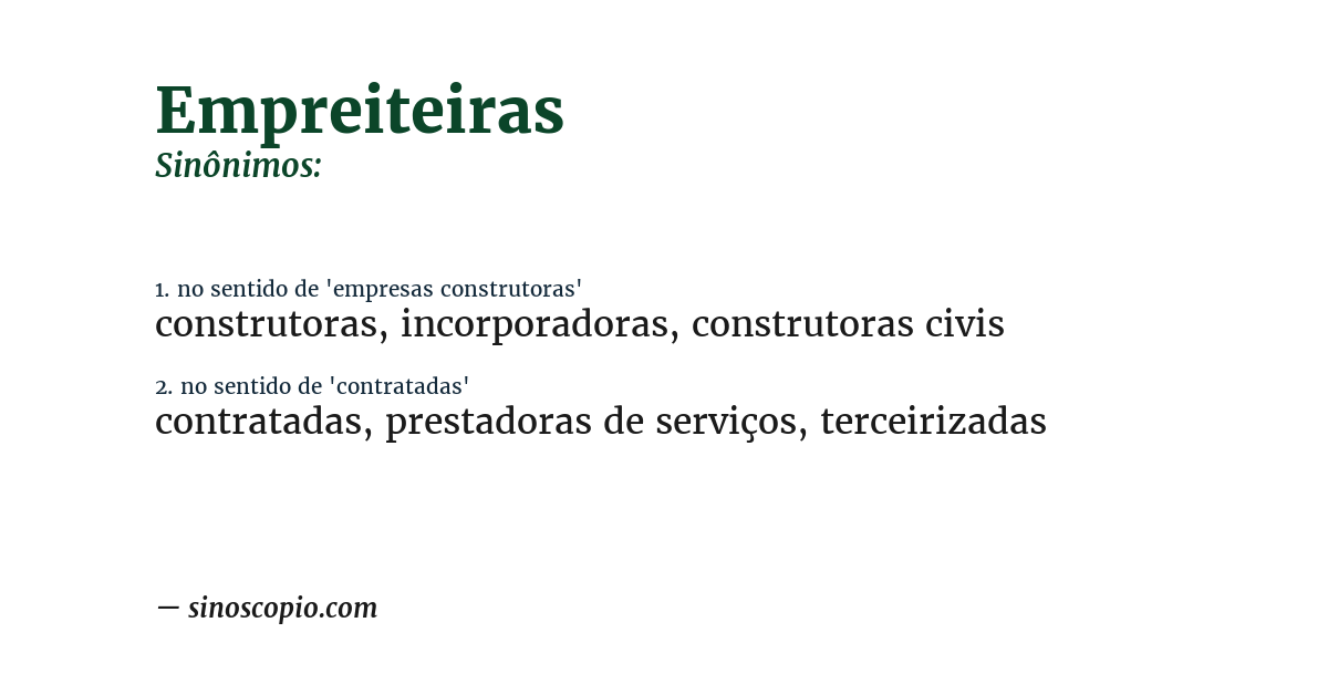 Sinônimo de empreiteiras
