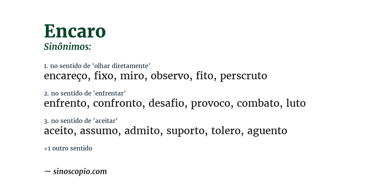 Sinônimo de encaro
