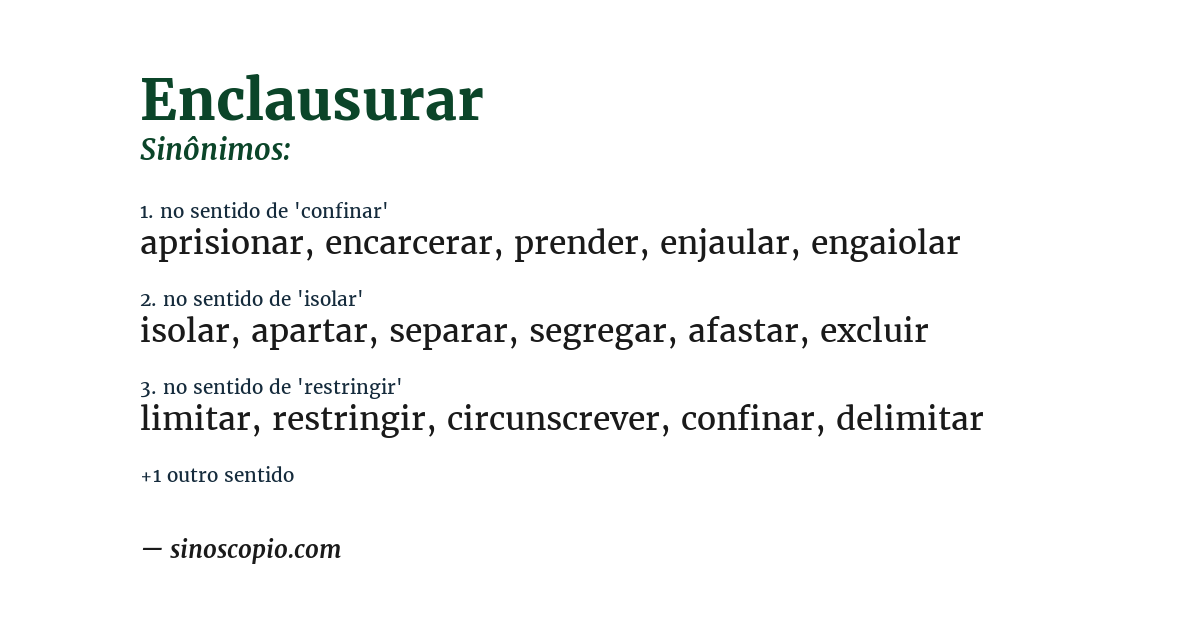 Sinônimo de enclausurar