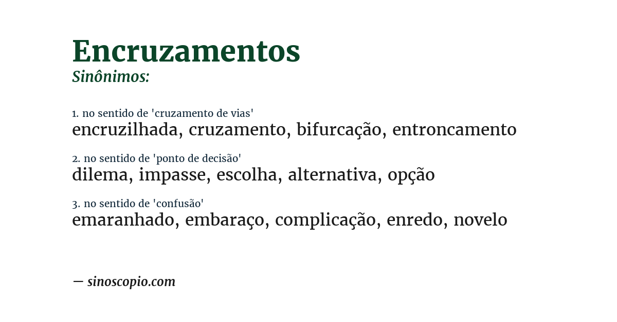 Sinônimo de encruzamentos