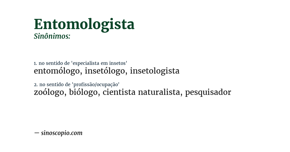 Sinônimo de entomologista