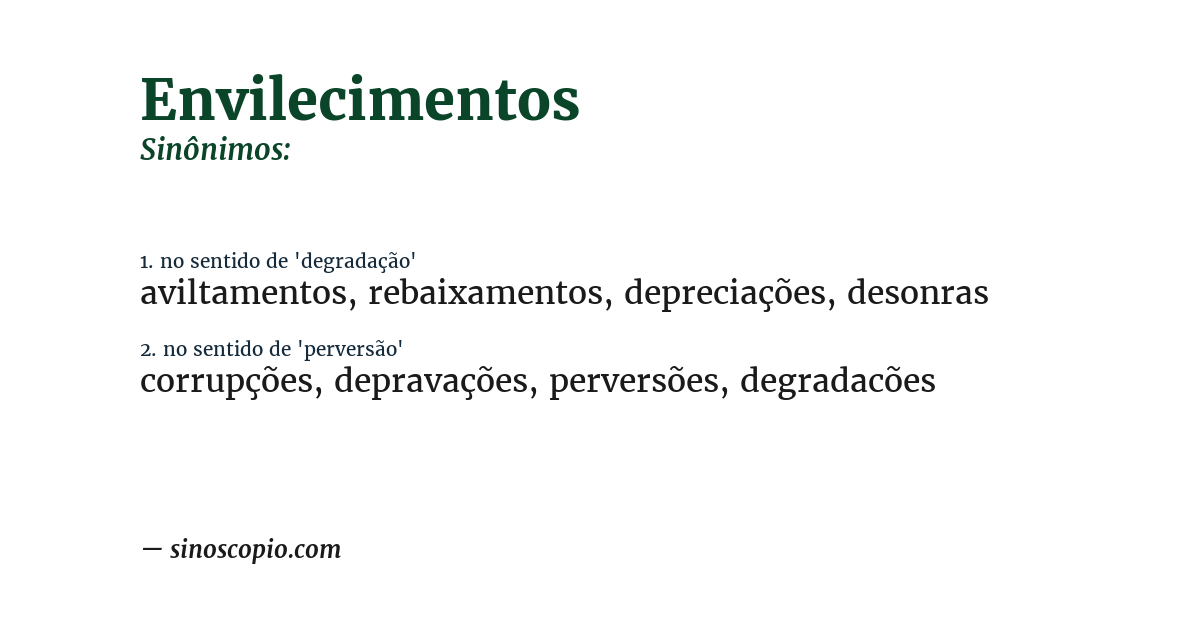 Sinônimo de envilecimentos