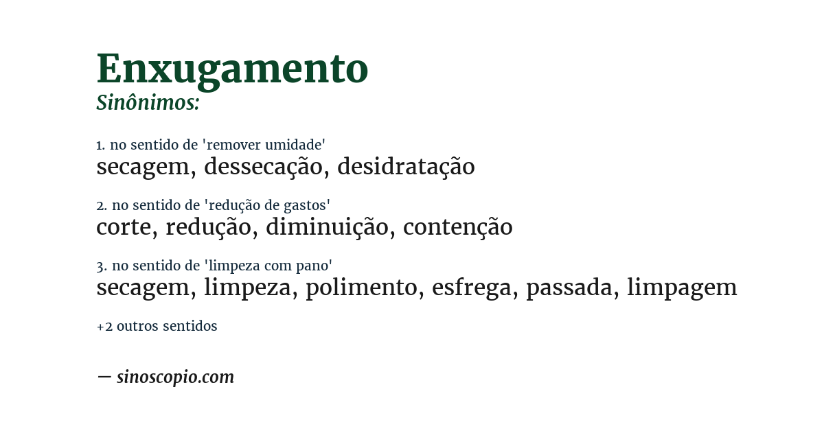 Sinônimo de enxugamento