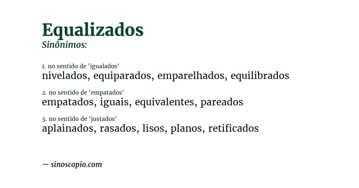 Sinônimo de equalizados