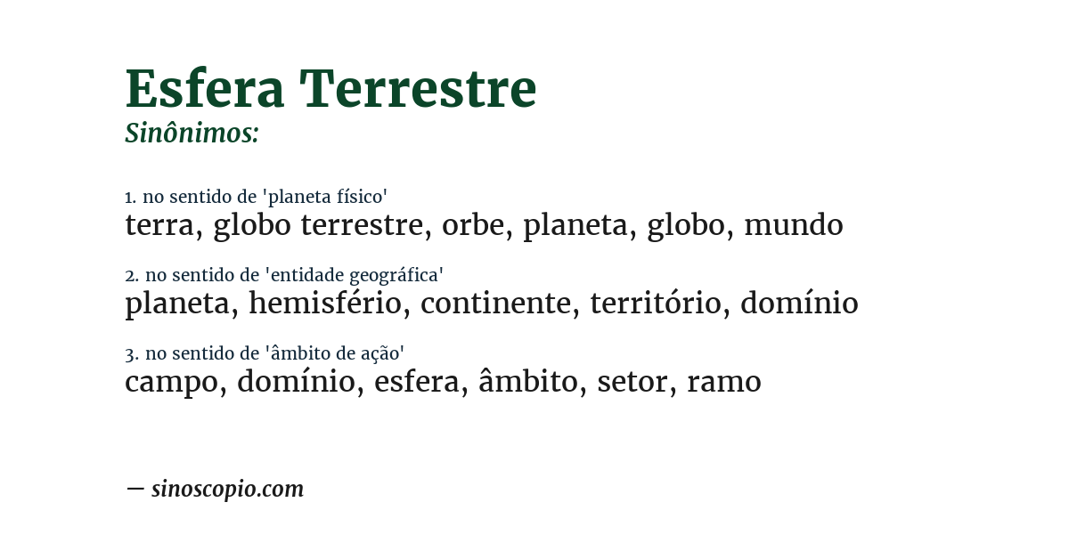 Sinônimo de esfera terrestre
