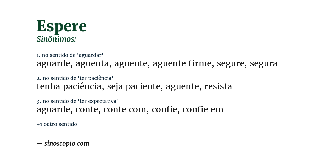 Sinônimo de espere