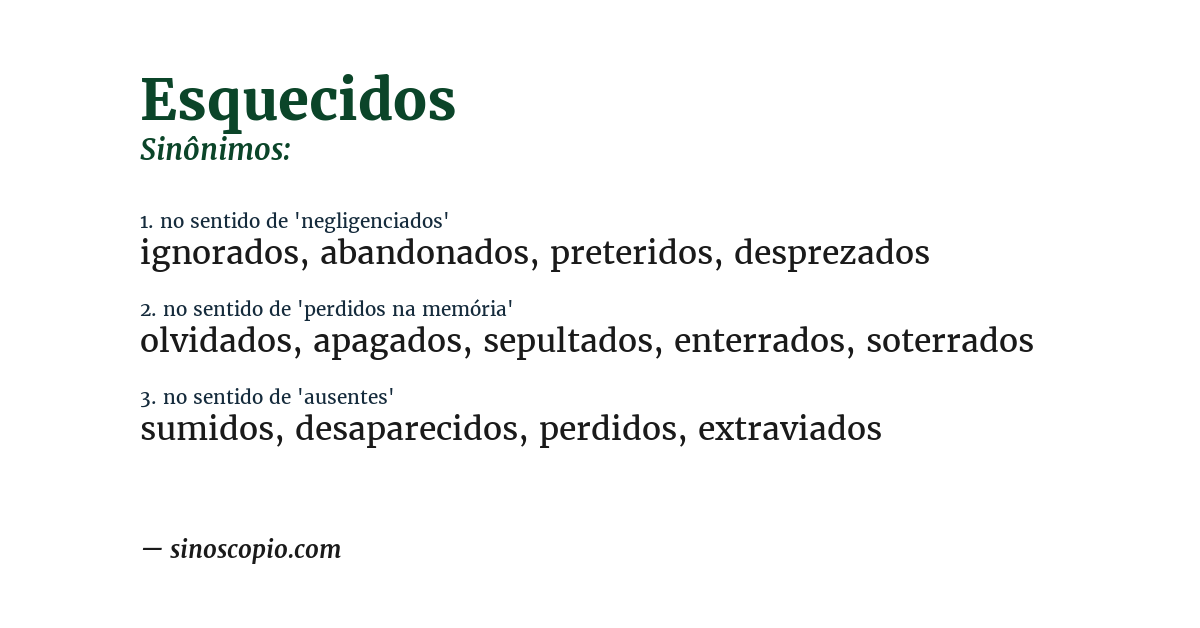 Sinônimo de esquecidos
