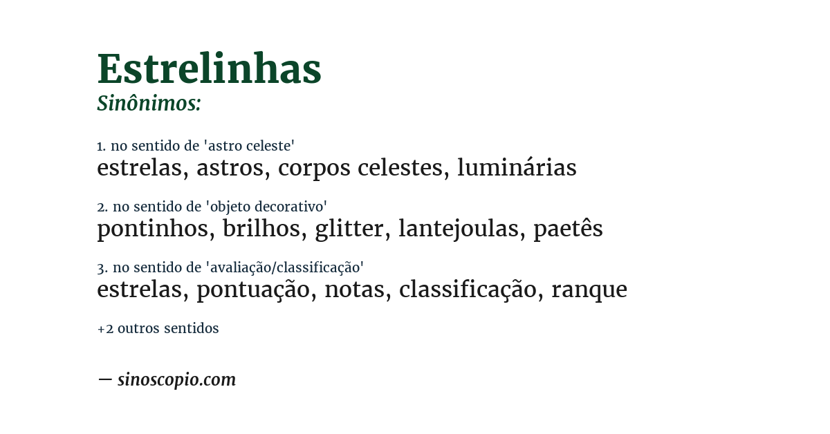Sinônimo de estrelinhas
