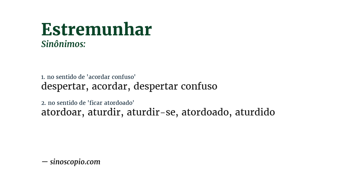 Sinônimo de estremunhar