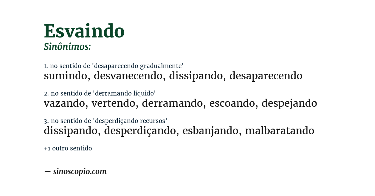 Sinônimo de esvaindo