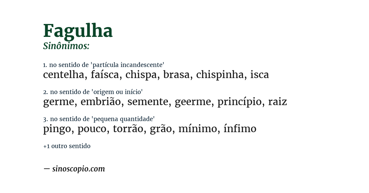 Sinônimo de fagulha