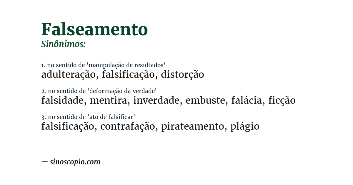 Sinônimo de falseamento