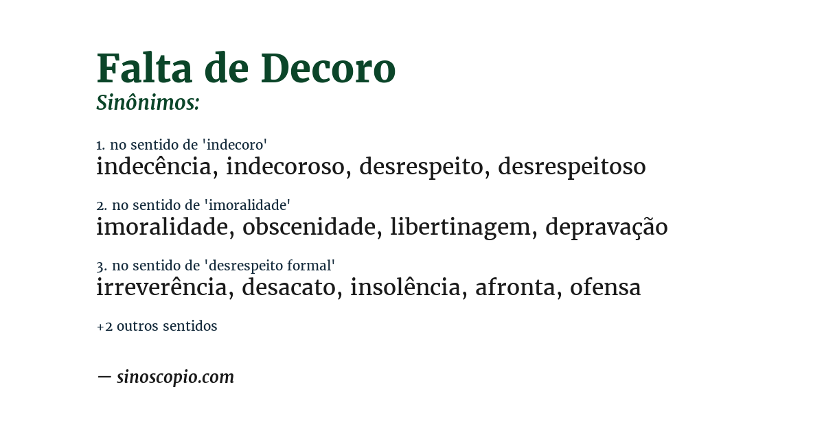 Sinônimo de falta de decoro