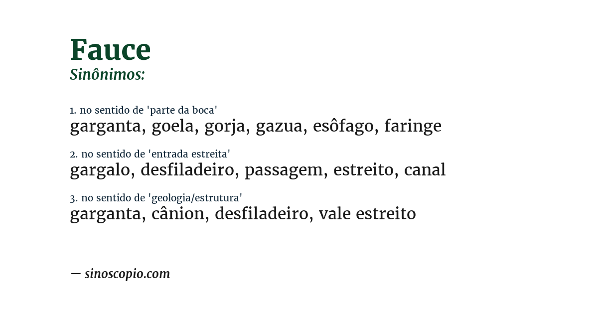 Sinônimo de fauce