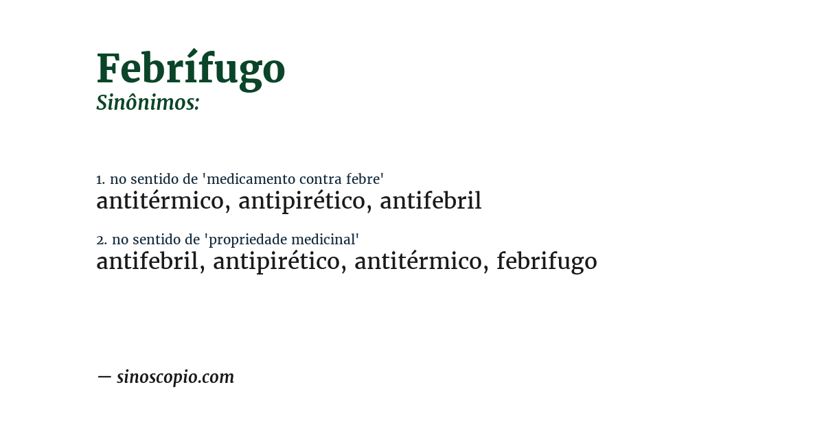 Sinônimo de febrífugo