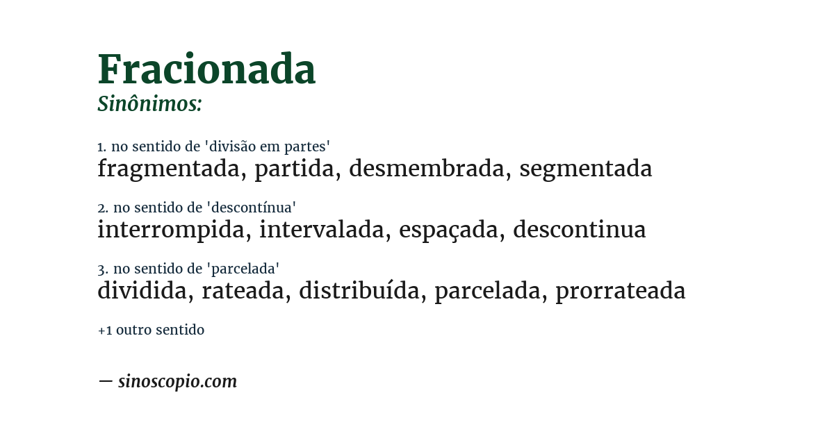 Sinônimo de fracionada