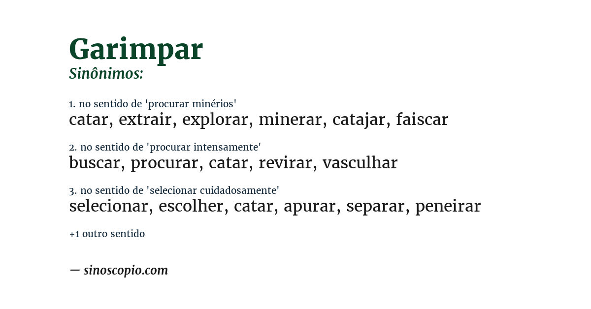 Sinônimo de garimpar