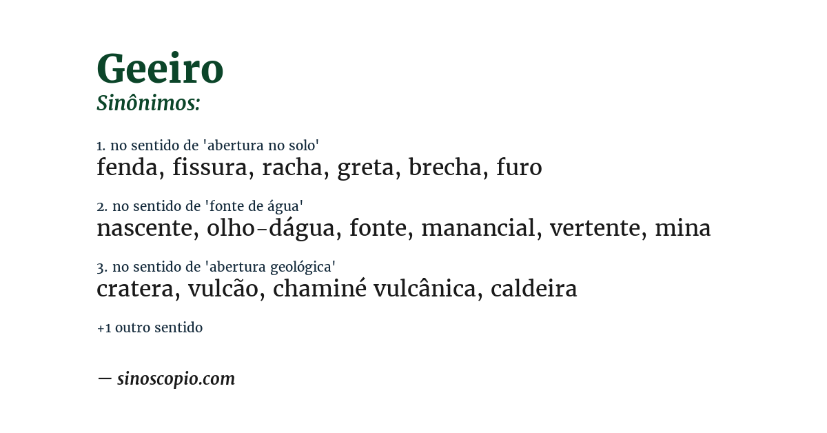 Sinônimo de geeiro