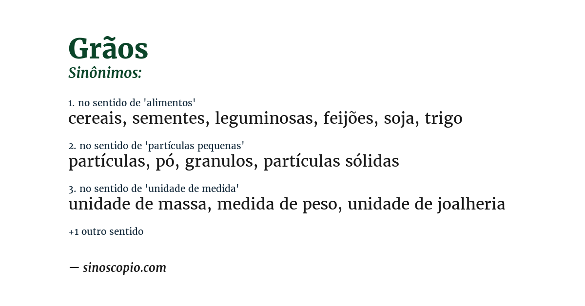 Sinônimo de grãos